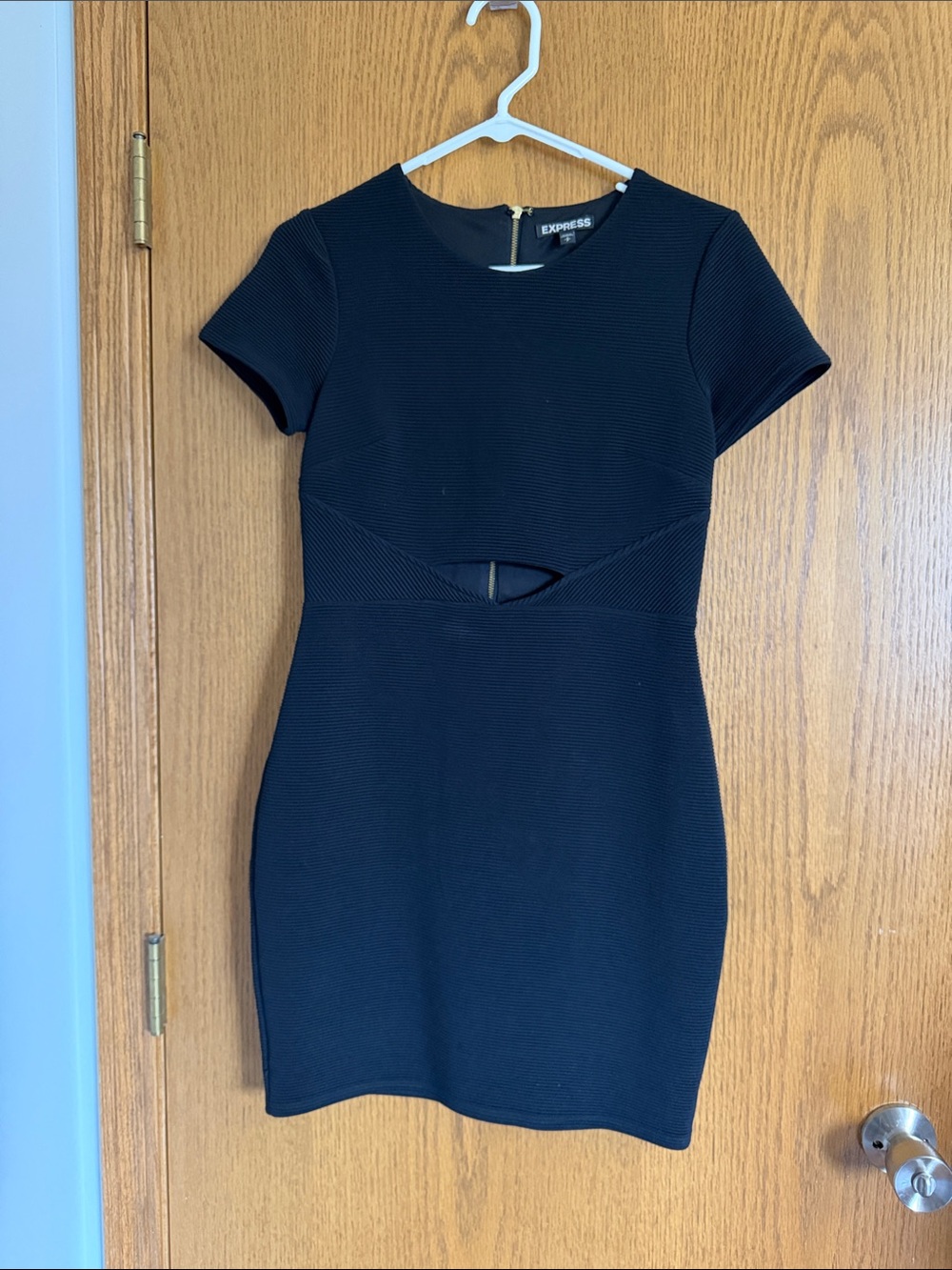 Express Black Mini Dress with Front Cutout